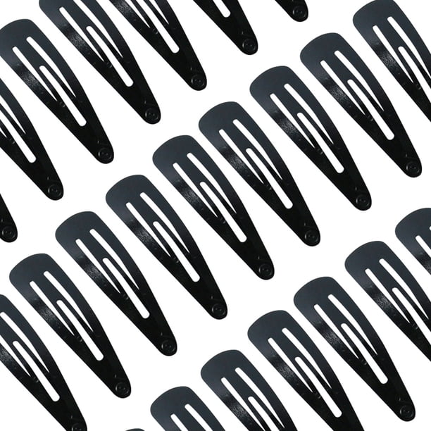 50Pcs Girl Black Hair Clips Barrettes Snap Clips Metal Epoxy Snap