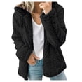 thumbnail image 1 of Womens Fuzzy Fleece Jackets 2023 Clearance Solid Zipper Sharpa Coat Fall Winter Warm Thick Hooded Jacket with Pockets, 1 of 5