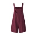thumbnail image 3 of Womens Casual Summer Overalls Adjustable Straps Cotton Linen Shortalls Solid Shorts Jumpsuits Rompers with Pockets, 3 of 4
