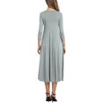 thumbnail image 3 of Nlife Women Round Neck 3/4 Sleeve Swing Midi Dress, 3 of 4