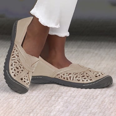ZTTD Flats Out Sneakers Ladies On Slip Round Hollow Women's Toe Walking Shoes Women's Casual Shoes