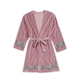thumbnail image 2 of Gift TIMIFIS Pinks Women Fleece Robe Short Plush Robes for Womens With Hood Soft Warm Spa Bathrobe Soft Fuzzy Bathrobe Spa Robe Winter Warm Pajamas Shower NightgownHot !, 2 of 6