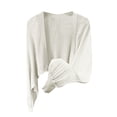 thumbnail image 1 of Women's Summer Cropped Cardigan Sweaters Lantern Sleeves Knit Lightweight Open Front Shrugs Tops 2025, 1 of 3