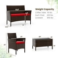 thumbnail image 3 of Costway 4 PCS Patio Furniture Set with Washable Cushions and Tempered Glass Coffee Table Red, 3 of 9