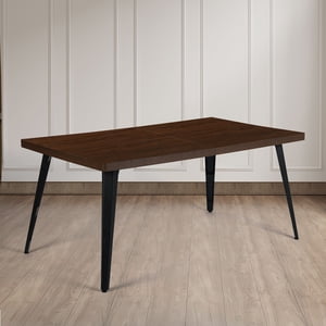 Homy Casa 1-Piece Dining Table Wood Grain Top Metal Legs Modern Dining Room Kitchen Dark Brown