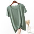 thumbnail image 1 of Weiqiqre T-Shirt à Col Rond pour Femme à Manches Courtes Ajusté T-Shirt Mince Uni Haut de Pyjama Pyjama à Manches Courtes, 1 of 8