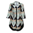 thumbnail image 2 of Robe Pré-Automne à Manches Longues pour Femmes Imprimé Vague Bureau de Vacances Slim Fitting Midi Robe, 2 of 6