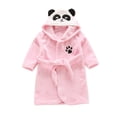 thumbnail image 1 of Hiiyo Little Girls Cartoon Panda Flannel Hooded Bathrobe Soft Sleepwear Robe for Kids, 1 of 3
