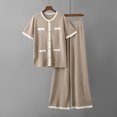 thumbnail image 2 of Ensembles Assortis pour Femmes Manches Courtes Col Rond Chemises Pantalons Larges Amples Pyjamas Ensembles Vêtements d'Été pour Femmes, 2 of 4