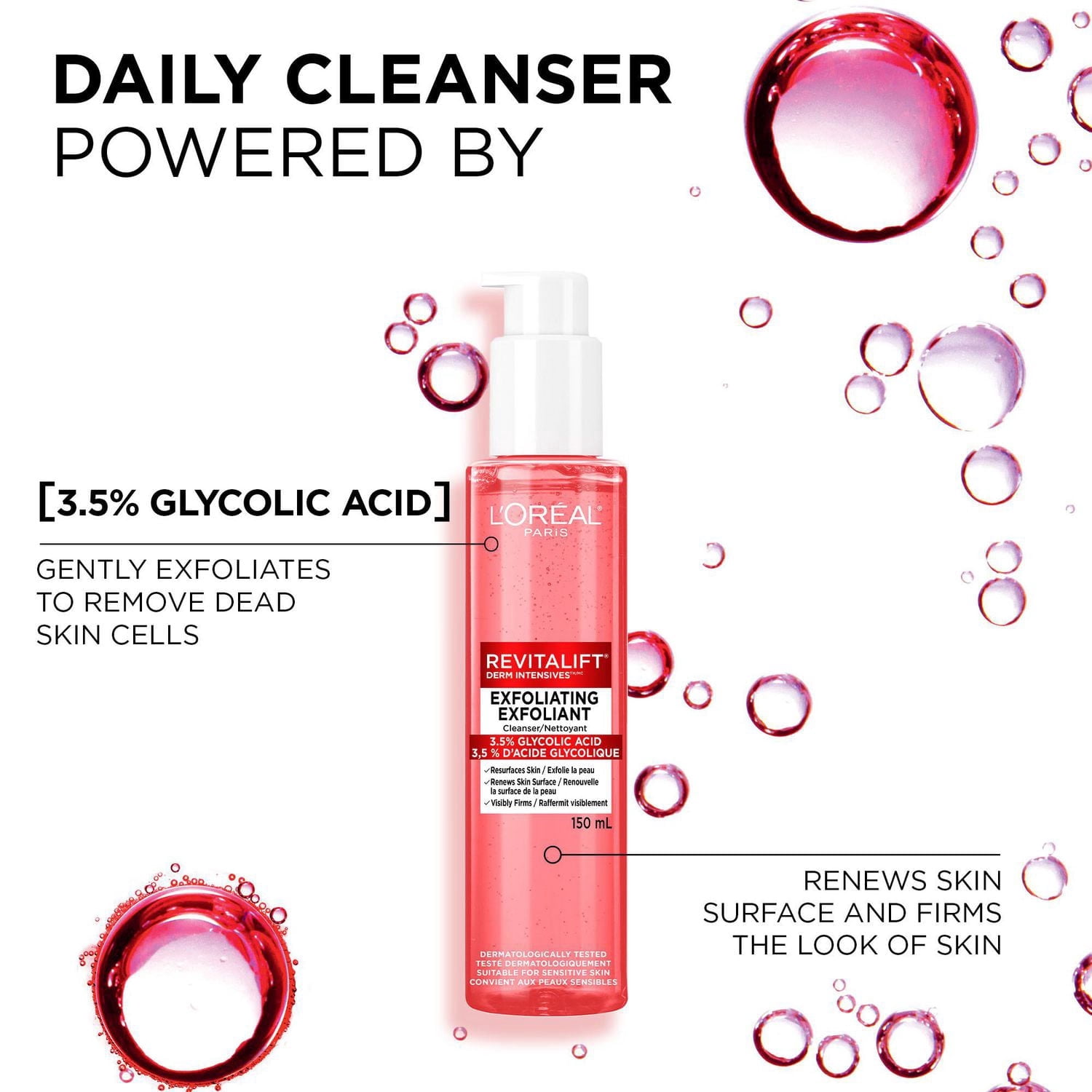 L'Oréal Paris Nettoyant Exfoliant pour le Visage, 150ml
