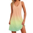 thumbnail image 2 of Ovzne Robes d'Été pour Femmes 2025 Robe d'Été Robe d'Été pour Femmes à Imprimé Dégradé Ample Sans Manches à Col en V avec Poche Robe de Printemps Liquidation, 2 of 6