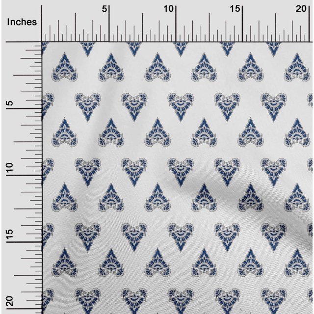 oneOone Silk Tabby Fabric Floral Block Print Sewing Fabric BTY 42 Inch Wide