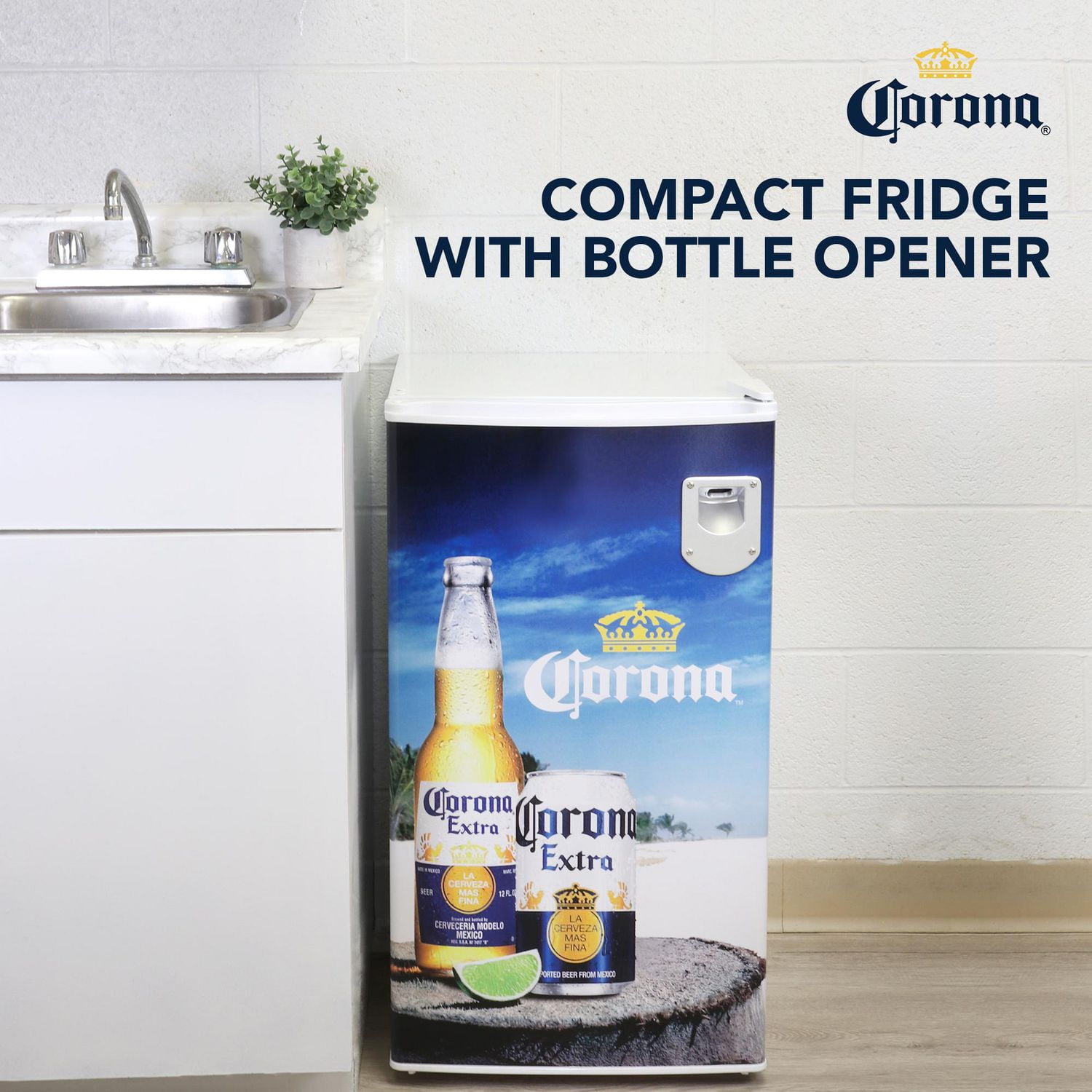 Corona 3.2 cu.ft Compact Fridge with Bottle Opener 90L. White