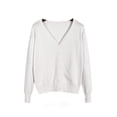 thumbnail image 1 of Innerwin Cardigan Sweater V Neck Ladies Coat Fall Solid Color Loose Outwear White L, 1 of 3