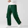 thumbnail image 2 of Lovzfmll Men's Solid Color Slit Hem Cargo Sweatpants, Elastic Drawstring Waist, Straight-Leg for Modern Style Green, 3XL, 2 of 6