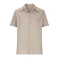 thumbnail image 4 of Timegard Womens Shirts Plus Size Cotton Linen Notched V-Neck Button down Short Sleeve Casual Loose Top, 4 of 6