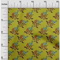 thumbnail image 1 of oneOone Silk Tabby Fabric Leaves|Bird & Floral Block Printed Craft Fabric BTY 42 Inch Wide, 1 of 4