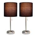 thumbnail image 4 of LimeLights Brushed Steel Stick Lamp with Charging Outlet and Fabric Shade 2 Pack Set, 4 of 7