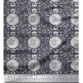 thumbnail image 1 of Soimoi Crepe Silk Fabric Leaves & Floral Block Decor Fabric Printed Yard 42 Inch Wide, 1 of 3