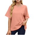 thumbnail image 1 of T-shirts à Manches Courtes pour Femmes Été Col Rond Décontracté Mode T-Shirt Basique Vêtements Mignons Tenues Tendance, 1 of 6
