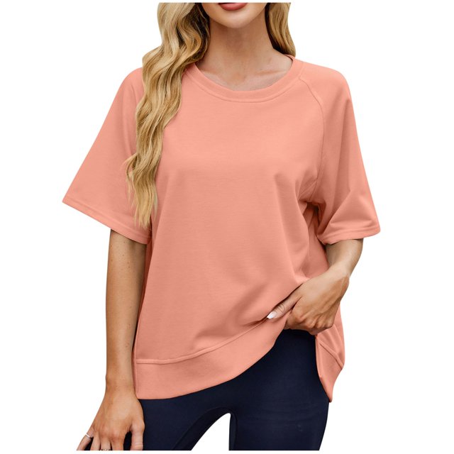 T-shirts à Manches Courtes pour Femmes Été Col Rond Décontracté Mode T-Shirt Basique Vêtements Mignons Tenues Tendance