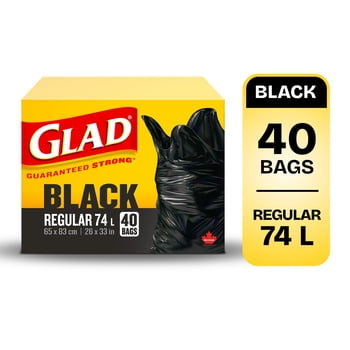 Glad Black Garbage Bags - Regular 74 Litres -