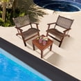 thumbnail image 2 of Gymax 3PCS Rattan Patio Chair & Table Set Outdoor Furniture Set w/ Wooden Frame, 2 of 10