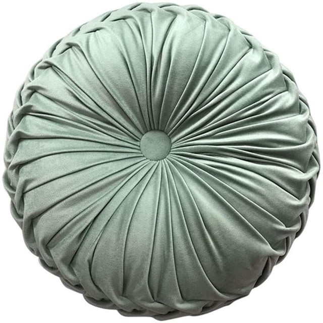 Coussin Rond en Velours pour la Maison, Décoration, Coussin Rond Plissé pour Canapé, Chaise, Lit, Voiture (Vert)