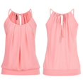 thumbnail image 2 of Débardeur Camisole Femme Été Tendance Col Rond Plissé Sans Manches Décontracté Basique Rose G, 2 of 4