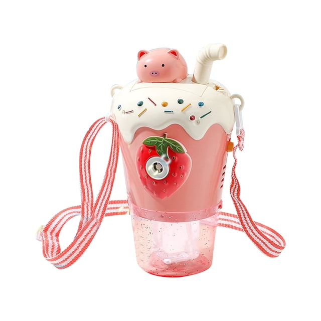LSLJS Milk Tea Cup Style Bubble Machine with Light and Music, Automatic Bubble Blower Toy for Birthday, Bubble Liquid 120Ml