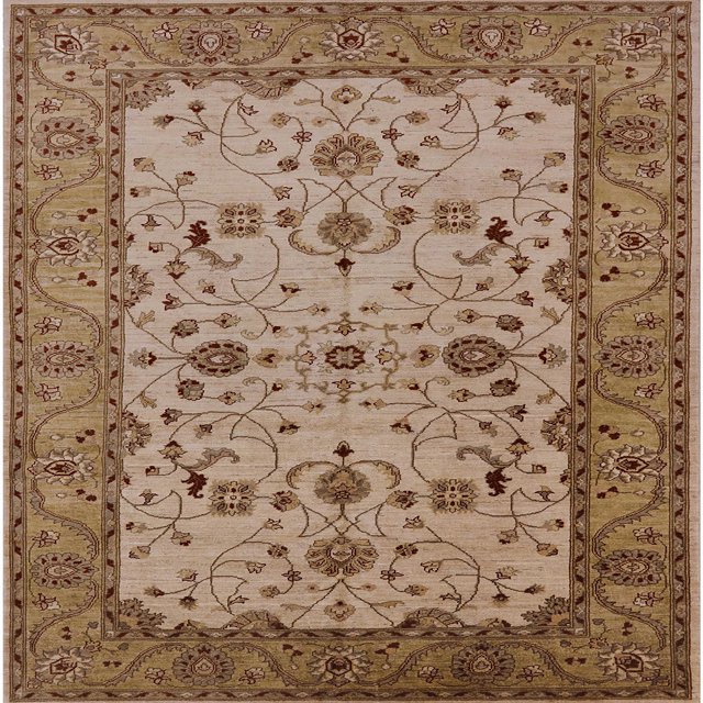 Ahgly Company Indoor Square Mid-Century Modern Light Copper Gold Oriental Area Rugs, 7' Square