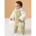 thumbnail image 2 of Diconna Infant Baby Fuzzy Bunny Costume Long Sleeve Hood Coat Button Down Warm Rabbit Romper, 2 of 9