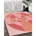thumbnail image 3 of Ahgly Company Tapis d'Intérieur Ronds Transitionnels Pastel Rose Lavables à la Machine, 8 Pieds Rond, 3 of 7