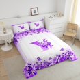 thumbnail image 4 of Erosebridal Letter Bedding Twin Comforter Set For Teens,Rose Flower Down Comforter,Butterfly Room Decorative,Reversible,Lightweight,2-Piece, 4 of 8