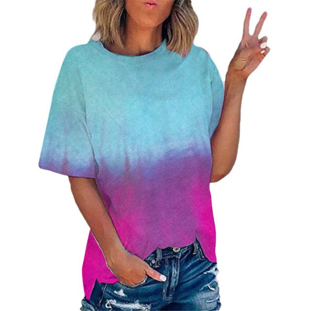 Wolfast T-Shirts pour Femmes Mode Femmes Mode T-Shirt Imprimé Manches Courtes Blouse Col Rond Hauts Décontractés Manches Courtes Blouses pour Femmes