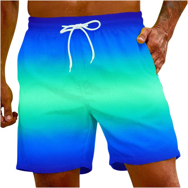 FAIWAD Mens Gradient Shorts Quick Dry Elastic Waist Beach Shorts Workout Sports Lightweight Sweatpant