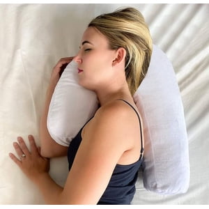 Queilt Side Sleeper Pillow | J Pillow for Side Sleeping | Side Sleeper Pillow with Ear Hole | Swan Pillow Shape | Neck & Spine Alignment for Sleeping | Side Sleeping Pillows for Adults | with Velvet C