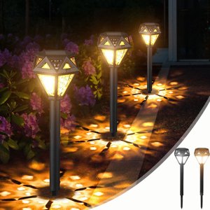 Kadlawus 2Pcs Solar Ground Lights for Garden, Waterproof Solar Powered Outdoor Lights, Plastic Solar Lawn Lights, Decorative Patio Lights for Yard, Pathway