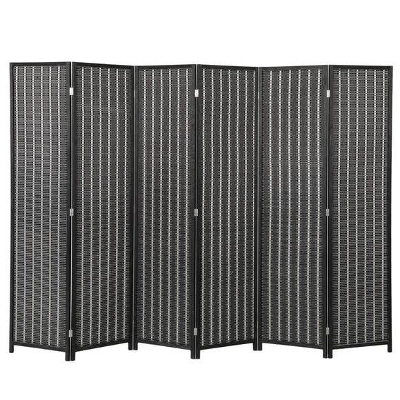 HOMCOM 6 Panel Room Divider with Handwoven Bamboo, Folding Privacy Screen