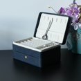 thumbnail image 4 of Jewelry Storage Box PU Leather Big Portable for Jewellery box women Doubel Layer Care Rings Girls Blue, 4 of 9