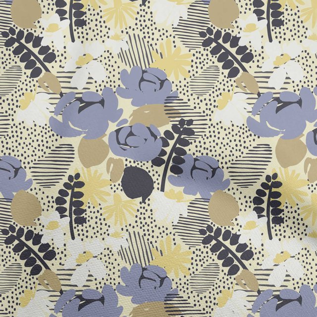 oneOone Silk Tabby Light Yellow Fabric Abstract Craft Projects Decor Fabric Printed By The Yard 42 Inch Wide
