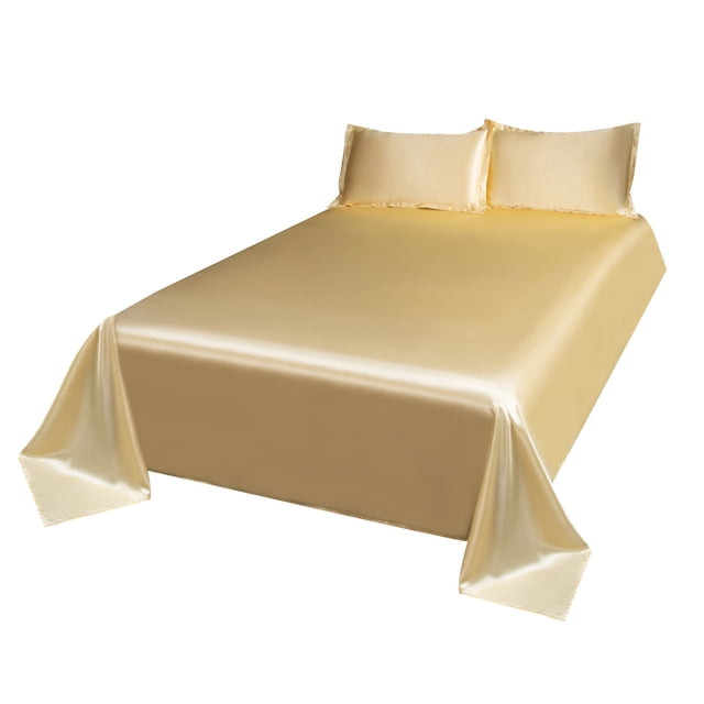 Ohufall Queen Bed Sheet Set 3 Piece Ice Silk Bed Sheets Solid Color Summer Cooling For Home
