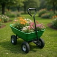 thumbnail image 5 of Chariot de Jardin Robuste à 4 Roues avec Support Intégré Capacité de 600 Lb Chariot Utilitaire pour Cour, Jardin et Usage Extérieur - Espace de Transport de 4 Pieds Cubes Vert, 5 of 5