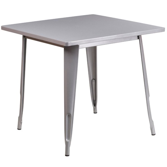 Bowery Hill Table à Manger Carrée en Métal de 31,5 Po, Argent