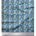 thumbnail image 1 of Soimoi Blue Poly Georgette Fabric Diamond & Triangle Geometric Decor Fabric Printed Yard 52 Inch Wide, 1 of 2