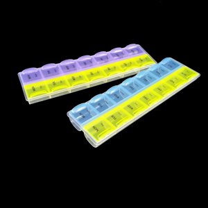 Yeacher Week Pill Box 7-Day 14 Grid Portable Pill Organizer Early Morning Midnight Large Pill