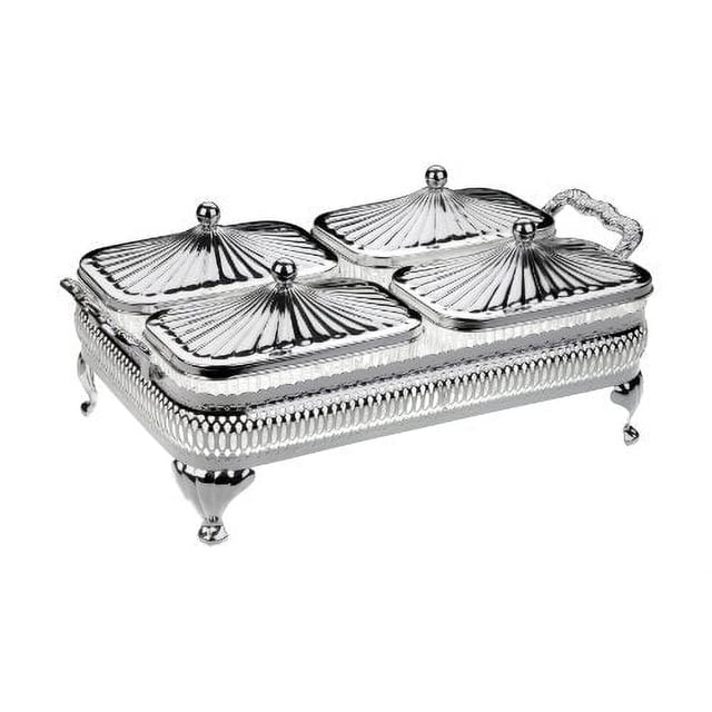 Queen Anne Gallery Hostess Set 9 piece Oblong Tarnish resistant Silver Plated