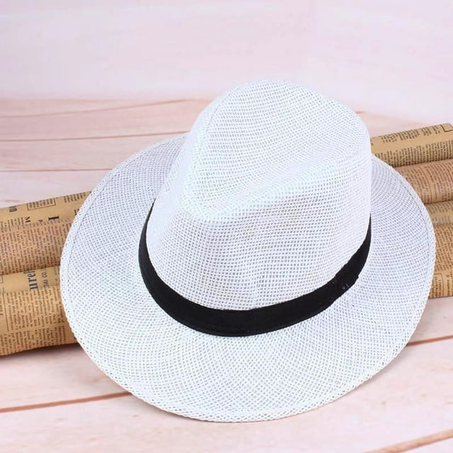 New Summer Men Straw Panama Hat Handmade Beach Cap Travel Sunhat