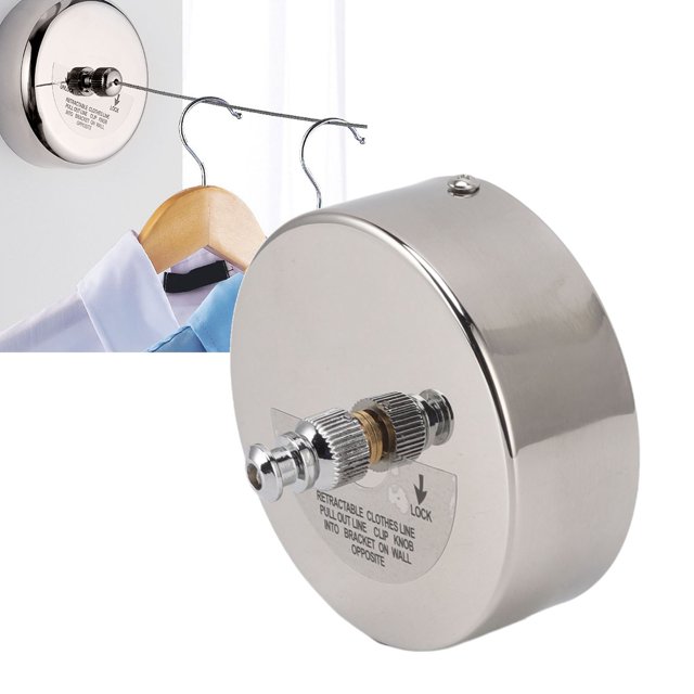 Corde à Linge Rétractable, Corde à Linge en Acier Inoxydable 304 avec Corde Réglable pour Séchage Suspendu Salle de Bain, Buanderie, Hôtel, Intérieur et Extérieur