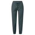 thumbnail image 4 of FNFYFH Clearance Cotton Linen Pants for Women Drawstring Elastic Pant with Pockets Solid Trousers,Gray, 4 of 4